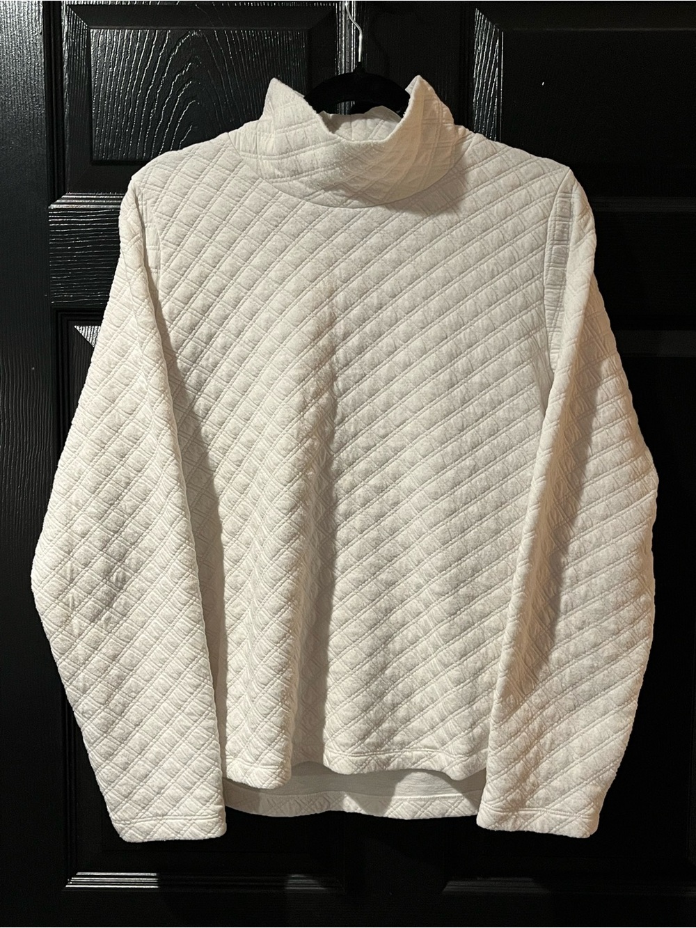 J. Crew Cream Quilted Mock Turtleneck Pullover